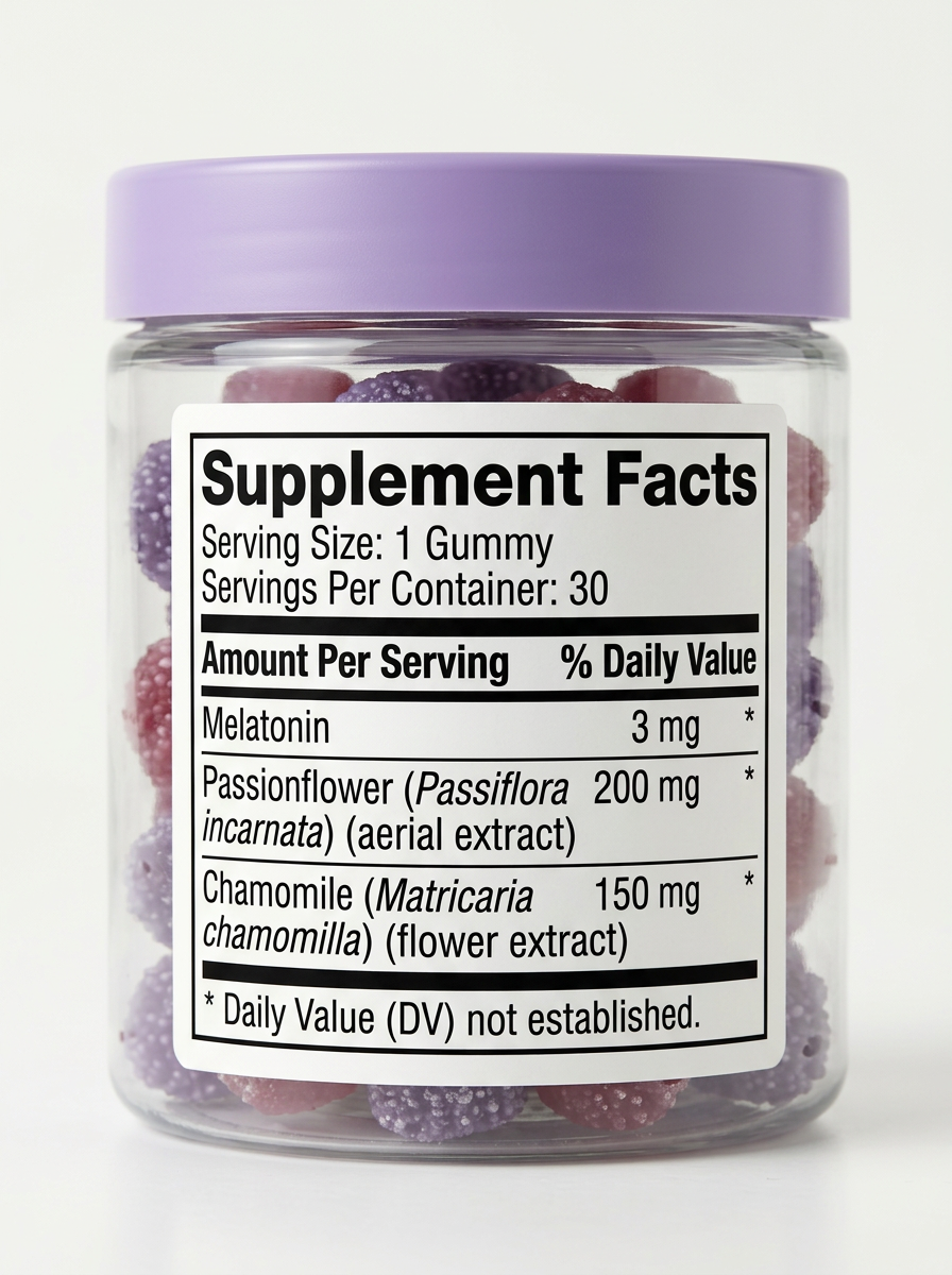 Calm & Rest Gummies supplement facts panel
