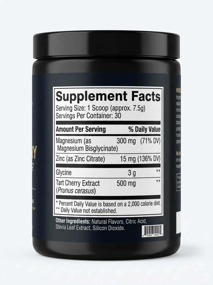 Night Recovery Powder supplement facts panel
